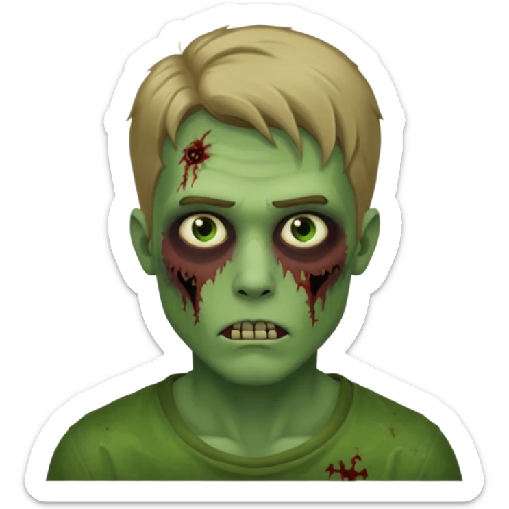handsome aesthetic dark blonde hair zombie man with green skin sticker