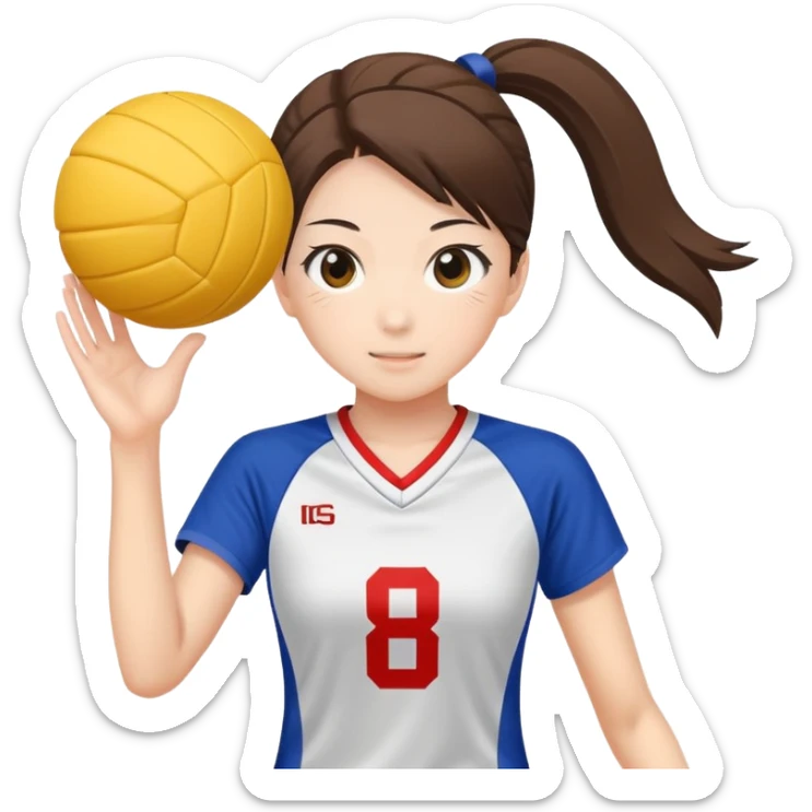 Japanese high school girl in sports uniform playing volleyball sticker