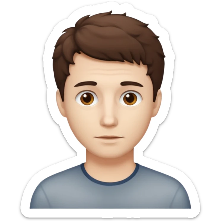 Create an emoji of a man with white skin and short brown but slightly curly hair sticker