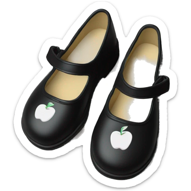 Apple emoji style Pair of Black Mary Jane’s flat schoolgirl shoes sticker