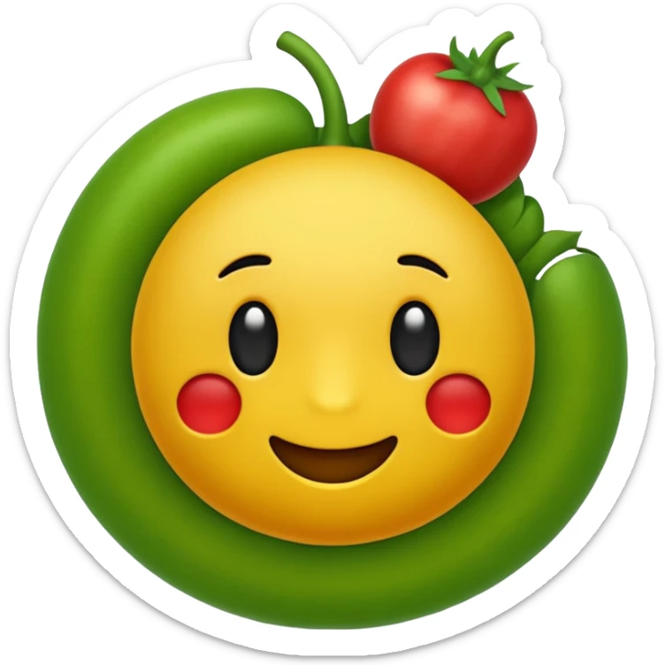 Crear un emoticón que tenga que ver con una variedad de Cambures , y que la paleta de colores sea la siguiente: Rojo Carmín, Amarillo, Amarillo Crema y Verde Pasto sticker