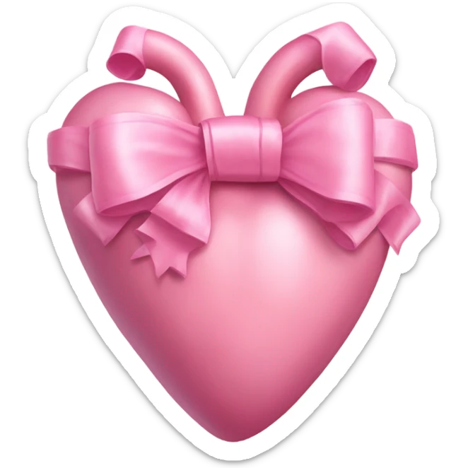 Pink anatomical heart pastel pink with pink bow on top of heart  sticker