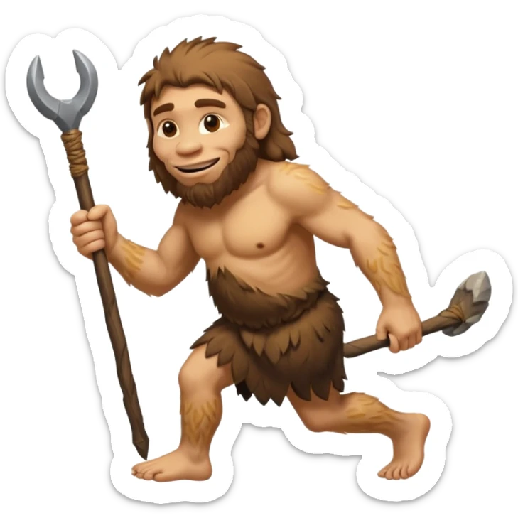 Can you make a emoji of a dumb Neanderthal  with his hands dragging on the ground? sticker