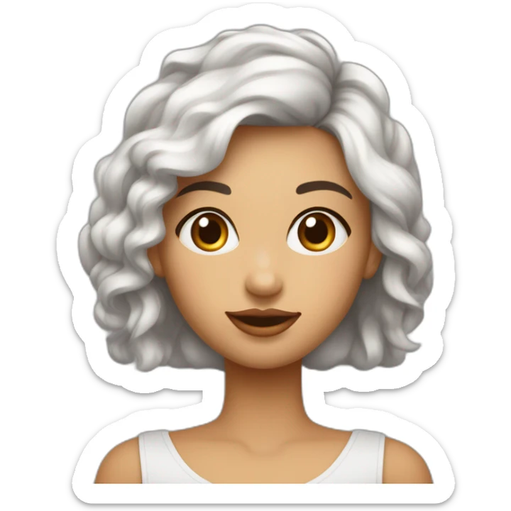 Joven femenina de pelo por la mitad de la espalda tez de piel indígena ojos marrones con labios carnosos  sticker