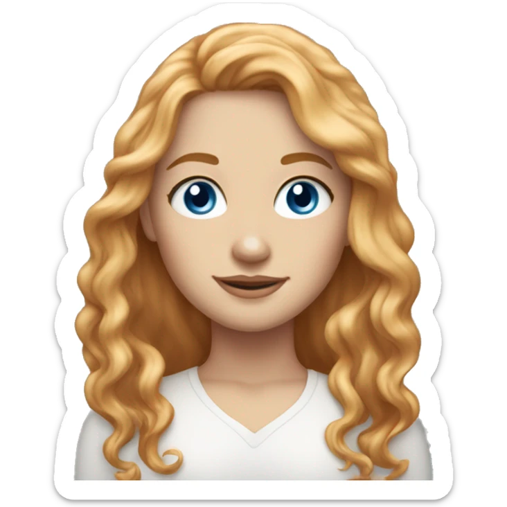 Pretty white woman long strawberry blonde hair blue eyes and freckles  sticker