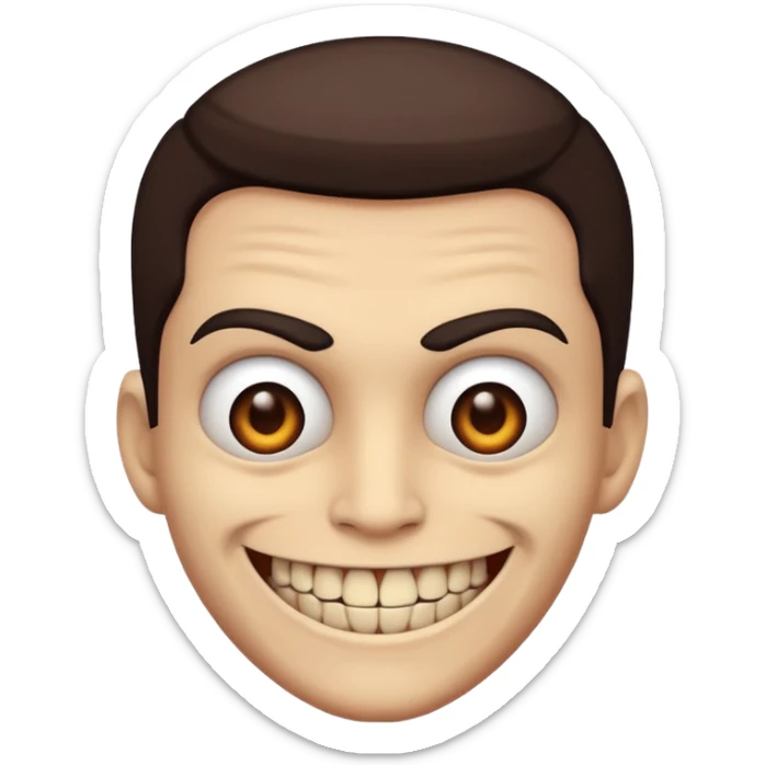 A emoji in which there is a deadly smile like toji from jujutsu kaisen and he is looking towards me scary way, male character  sticker