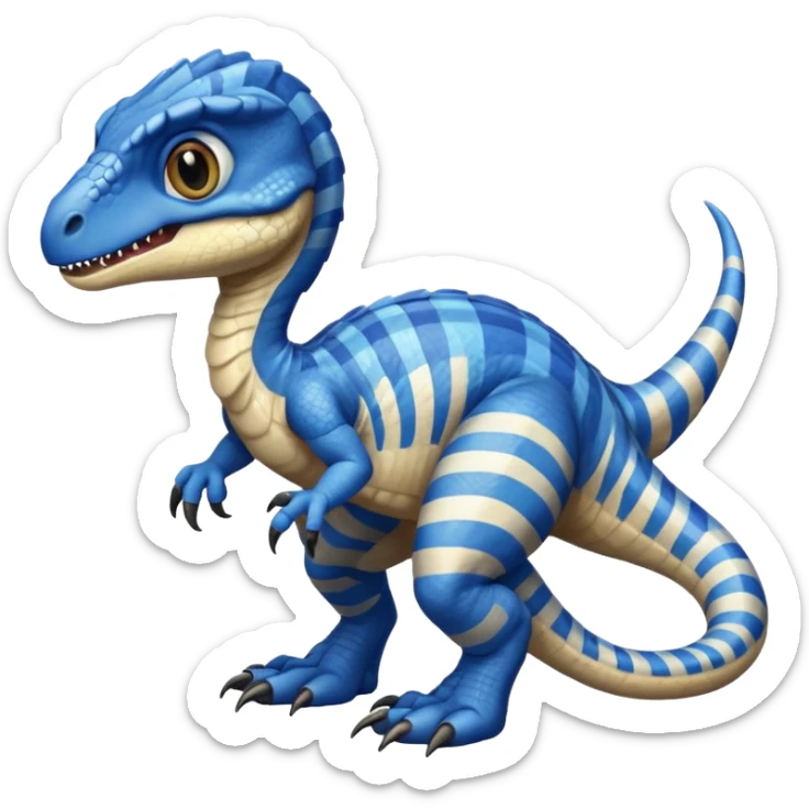 baby velociraptor with blue stripe like in jurassic world movies sticker