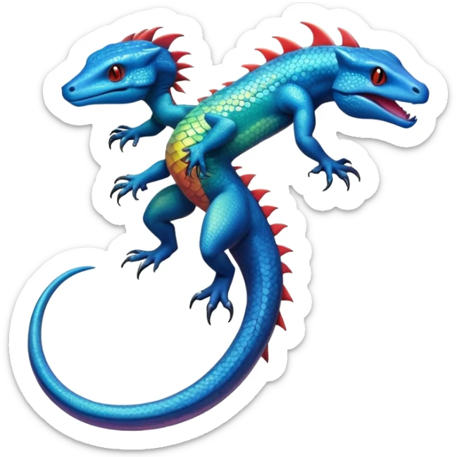 Colorful Iridescent Exotic Salandit-Aurorus-Amaura-Salamence-Fakémon-hybrid-creature (full body)  sticker