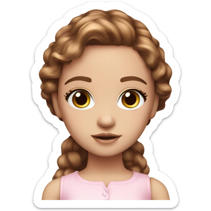 hazel doll eyes, brown hair, feminine, pink, girl, angelic sticker