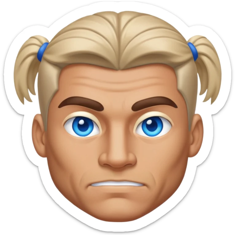 Un homme brin, sans barbe, aux yeux bleus, avec une coupe de cheveux, avec une raie au milieu, qui sait sépare les cheveux en deux, et très musclé sticker