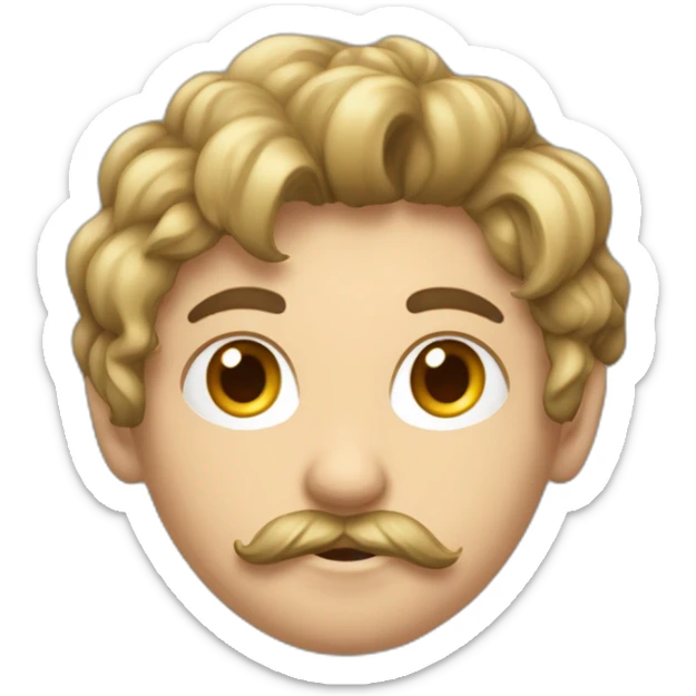 Un adolescent avec un léger bouc, et une légère moustache, avec les cheveux un peu court et qui tombe en avant. Tout ses poils sont chatin foncé sticker