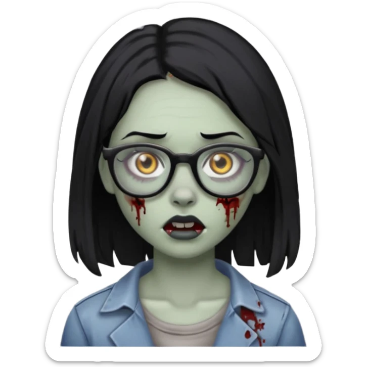 girl zombie with black hair nose piercing with glasses sticker