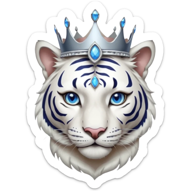 ESO Female white tiger khajiit leader of the umbral rose, blue eyes, blue 'third eye' gem, something symbolizing leadership ruling  sticker