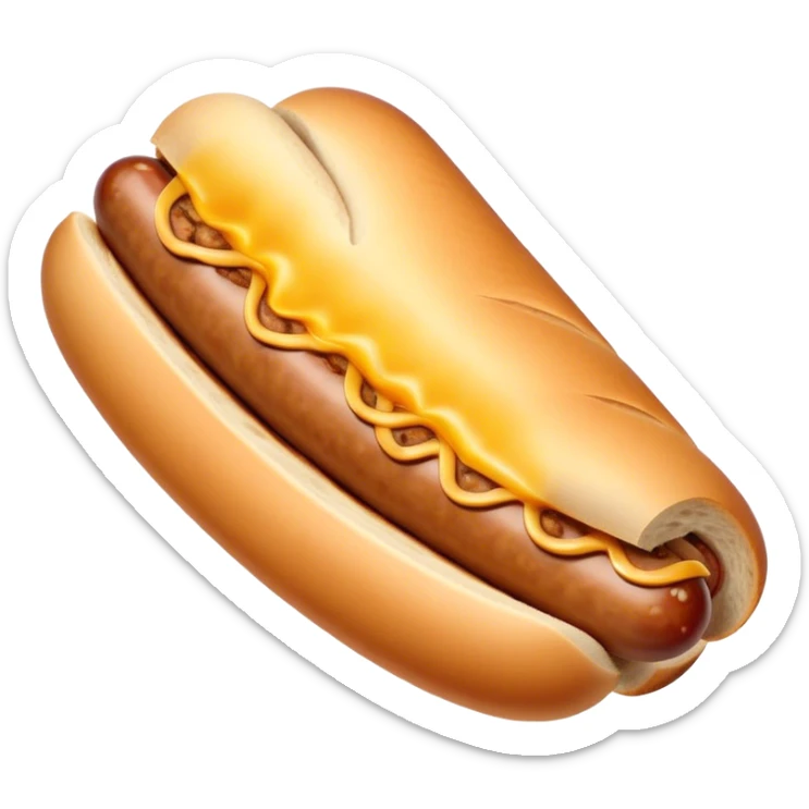 Sausage Sizzle Cinematic Realistic Sausage Sizzle Dish Emoji, depicted as a sizzling sausage tucked into a triangular slice of bread, rendered with rich textures and dynamic, warm lighting. sticker