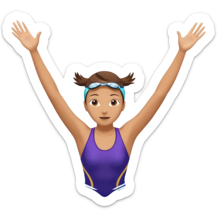 A swimmer is about to dive into the pool. She is in the pose of diving in the air with the hands above the head sticker