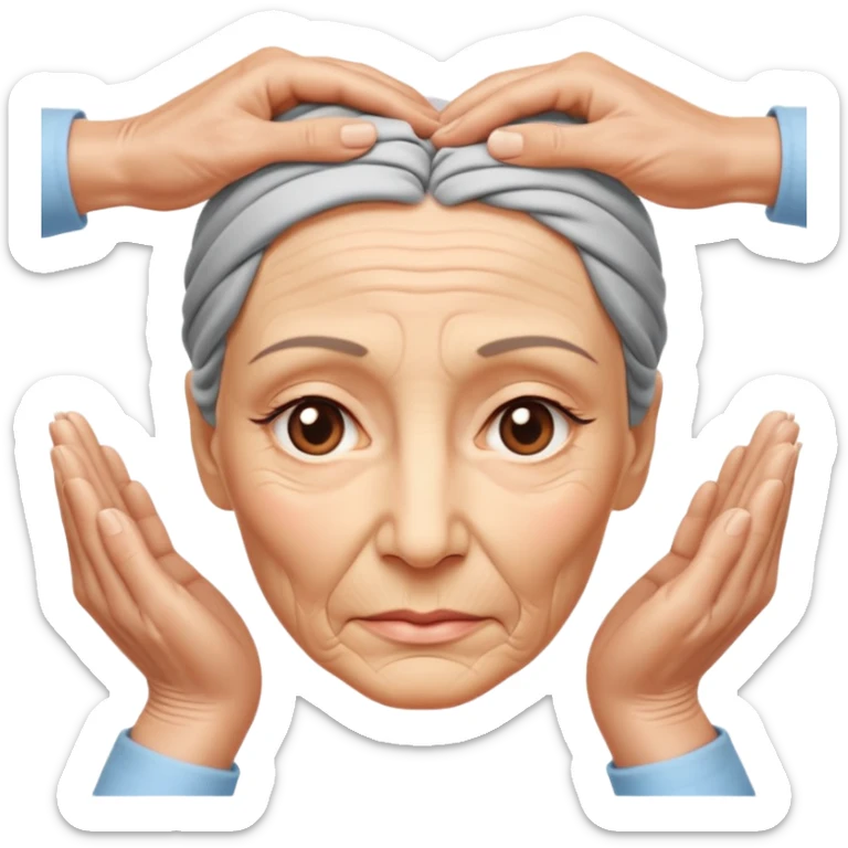 Simple emoji of a face with wrinkles being smoothed by hands,
both hands gently stretching the skin,
wrinkles visible on one part and smooth skin on the other,
clear wrinkle-reducing effect,
simple and easy-to-understand icon,
no beauty or medical elements

 sticker