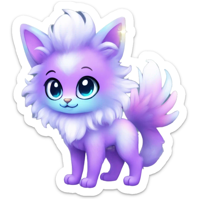 Shiny Sparkly Colorful Fluffy beautiful fantasy Kawaii Ethereal Anthro Sona Nebula-Crystal-Fakemon-animal sticker