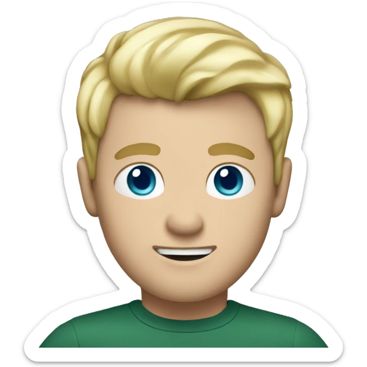 Men with blond hair and blue eyes in white pants and dark green shirt  sticker