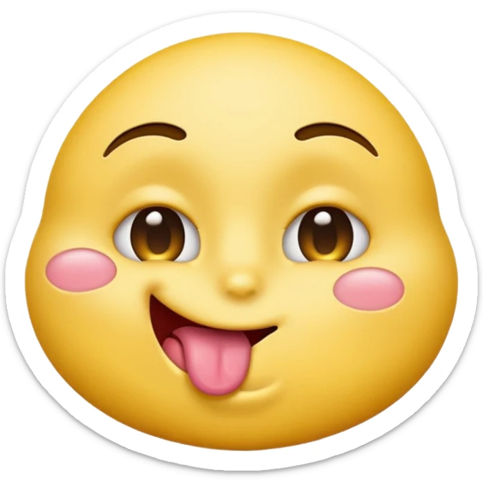 standard yellow emoji face leaning in for a kiss eyes rolled back tongue out cartoonish sticker