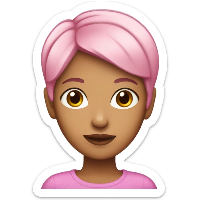 pink short hair woman with dark brown eyes and olive skin sticker