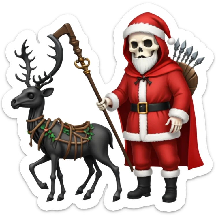 the Grim reaper dressed as Santa.... What gifts would be in his Sleigh.... What would his Sleigh likely look like.... Would the reindeer be skeletons, or ordinary reindeer sticker