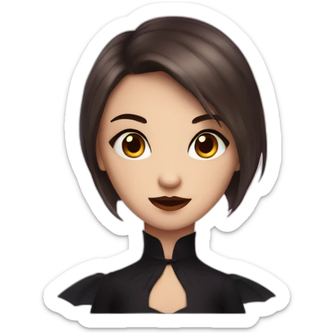 vampire girl with very short brown hair, stars on her eyes, claws sticker