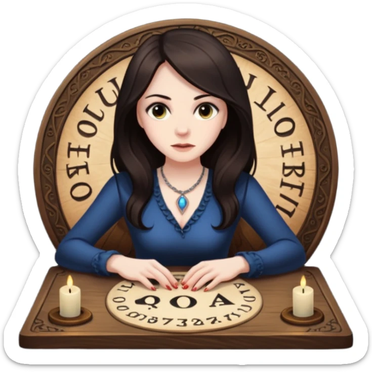 Sarah winchester, the Winchester fortune heiress, sitting att a ouija board sticker