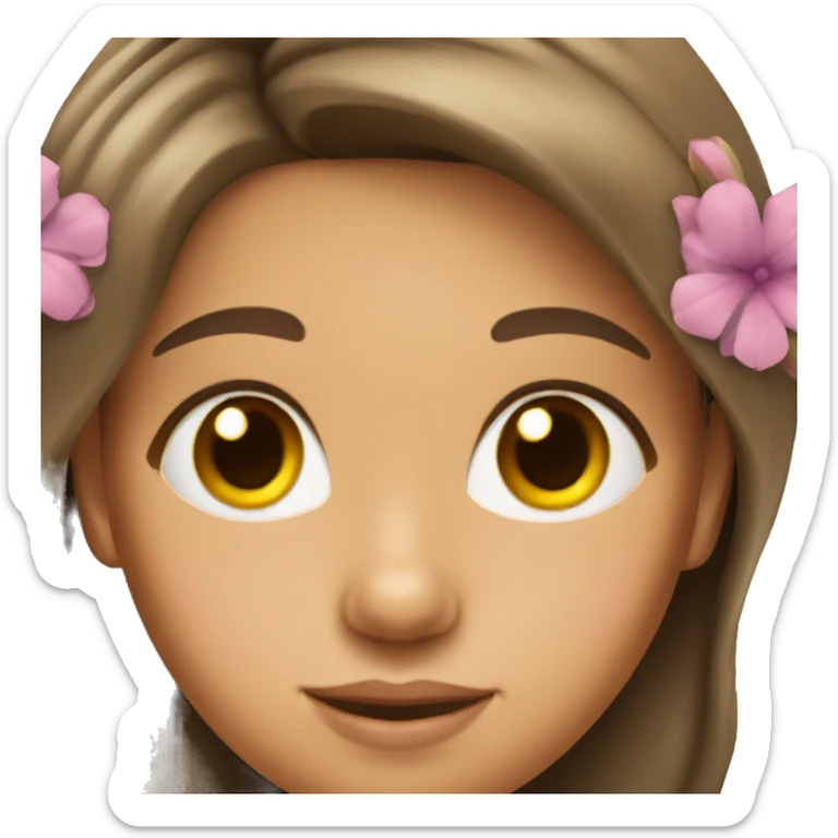 Brunette girl with flower in her hair tan skin sticker