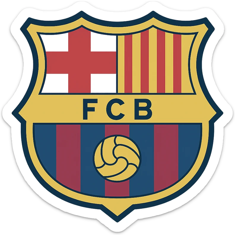 Barcelona football team logo, minimalist and modern, clean lines and bold colors sticker
