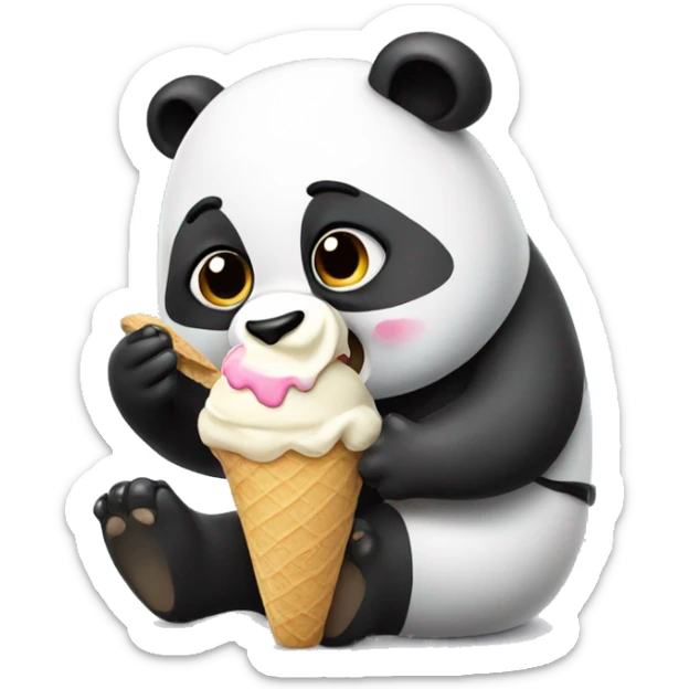 Panda eating ice cream sticker