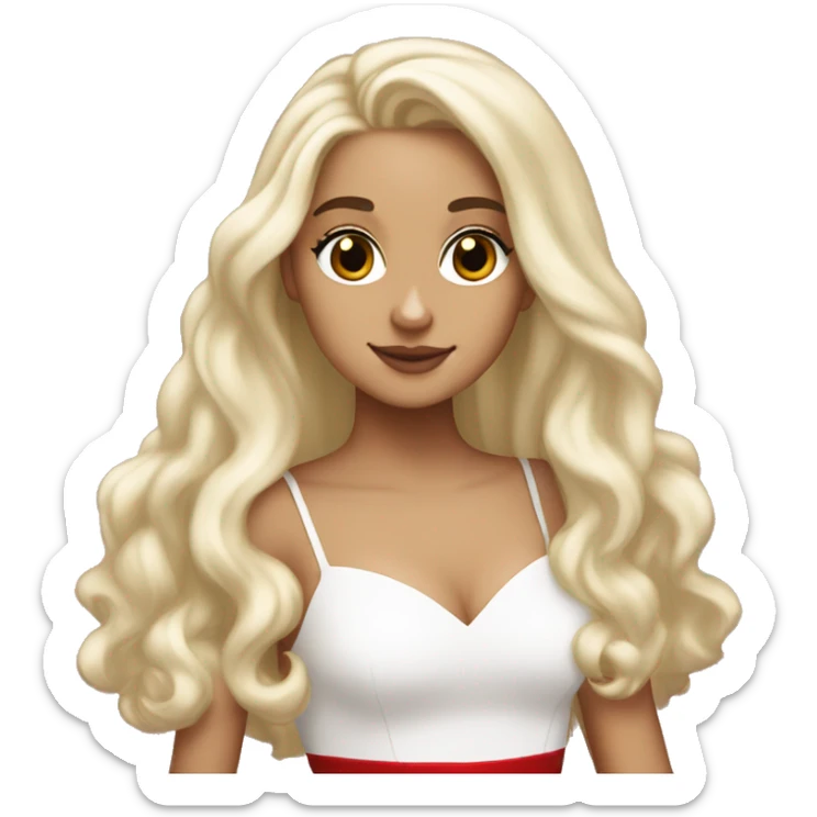 white ariana grande, blonde hair, red dress, ethereal  sticker