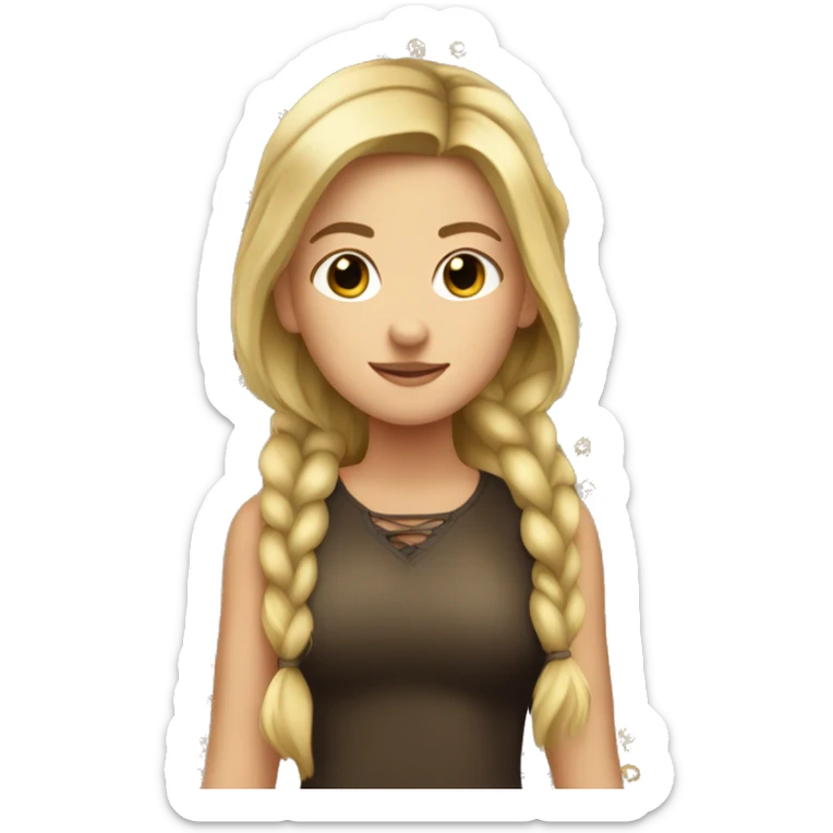 Dirty blonde girl with braid with a very dark bay horse sticker