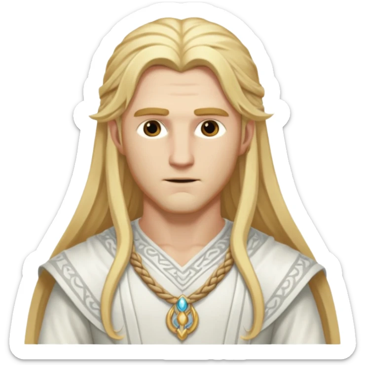 Baldr, The White God from Norse Mythology with long  golden blonde hair, white outfit sticker