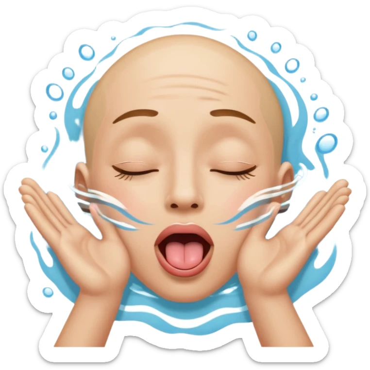 Emoji cerrando los ojos y la lengua fuera y con las manos como que estuviera nadando sticker