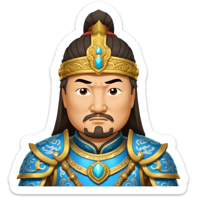 portrait of Genghis Khan in armor rotated 45 degrees to the right sticker
