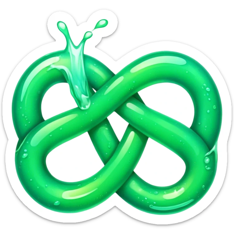 an emerald money green infinity sign emoji with turquoise lime juice streaks sticker