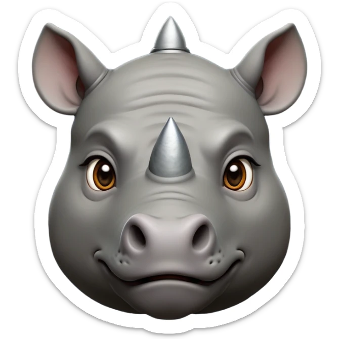 cinematic-noble-rhinoceros-portrait-emoji,-poised-and-regal,-with-a-massive,-powerful-build-and-a-thick,-deep-set-soulful-piercing-eyes,-simplified-yet-sharp-and-sophisticated-features,-highly-detailed, large eyes, slate grey hide sticker