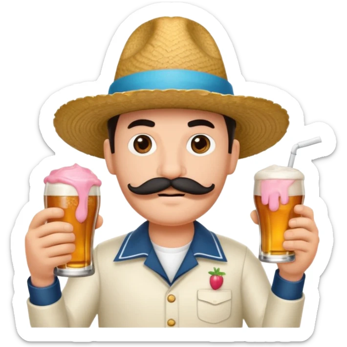 Genérame un camarón con tu tarro en mano de cerveza moderna, asomándose or un costado con cara de curiosidad  sticker