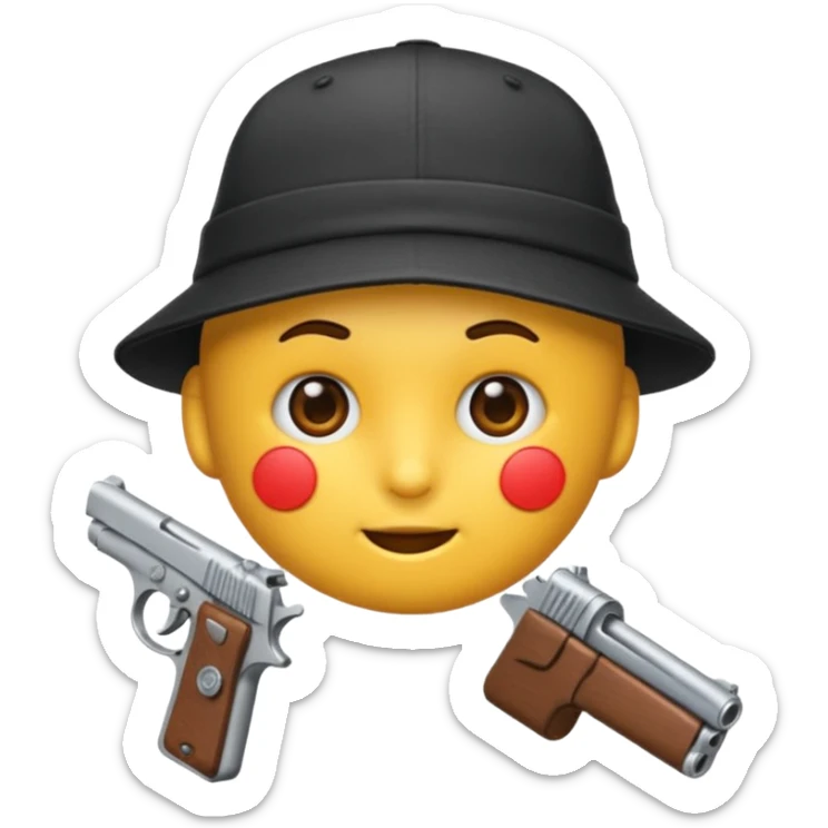 As un emoji que se vea la cabeza nada más con una gorra de lado y que no tenga aspecto infantil con una pistola  sticker