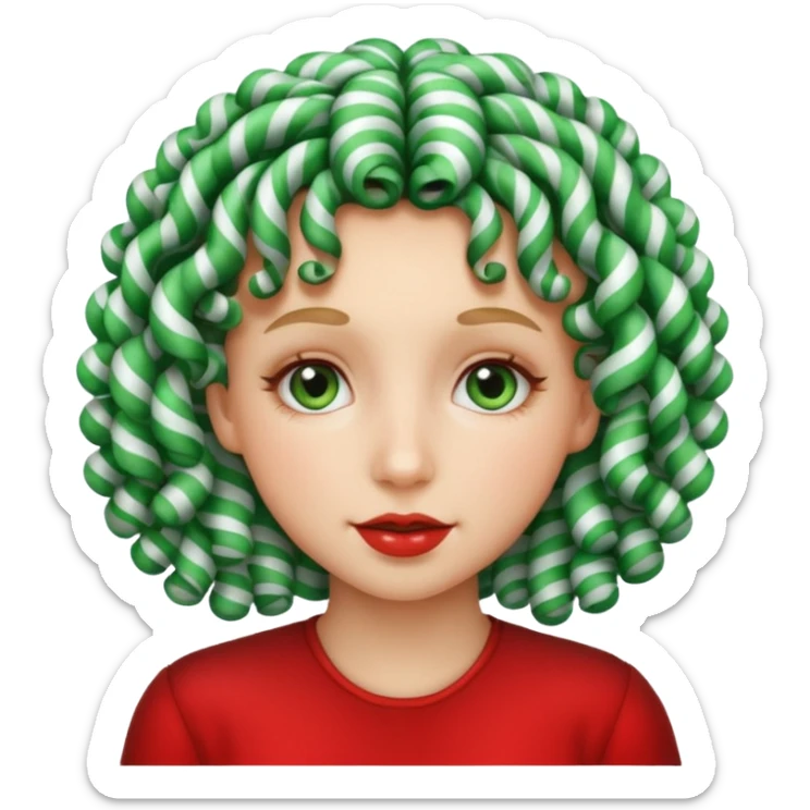 girl with curly hair made out of peppermint sticker