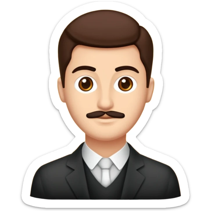 Saçı uzun ve arkadan bağlı, beyaz tenli, sakallı 24 yaşlarında olan bir erkek çiz sticker