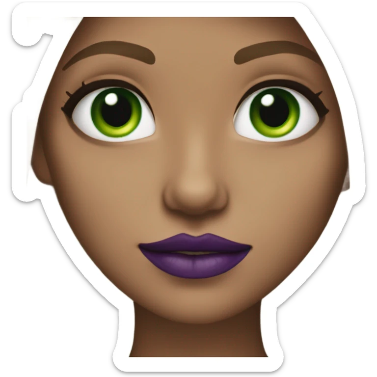 straight dark Blonde haired girl with Green eyes & purple lipstick sticker