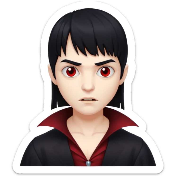 quero a foto de uma vampira com franja de cabelo preto sticker