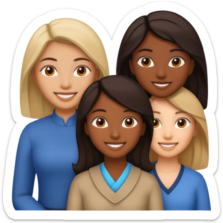 a group of 3 women, one is black, one is asian, one is indian sticker