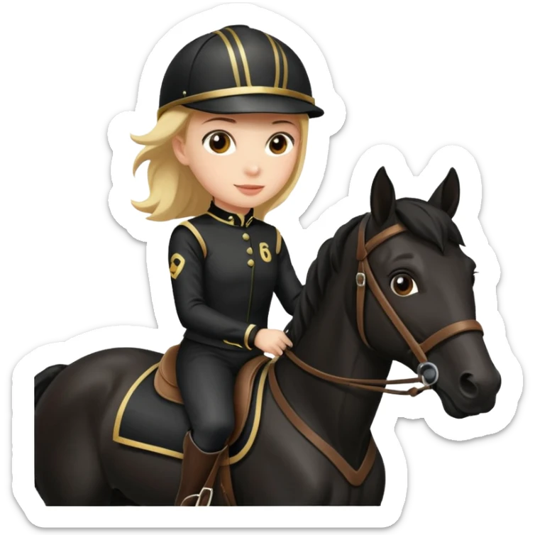 girl racing riding horse wearing racing cloth black with number sticker