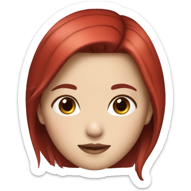 Girl with black and red hair, white skin and medium hair sticker