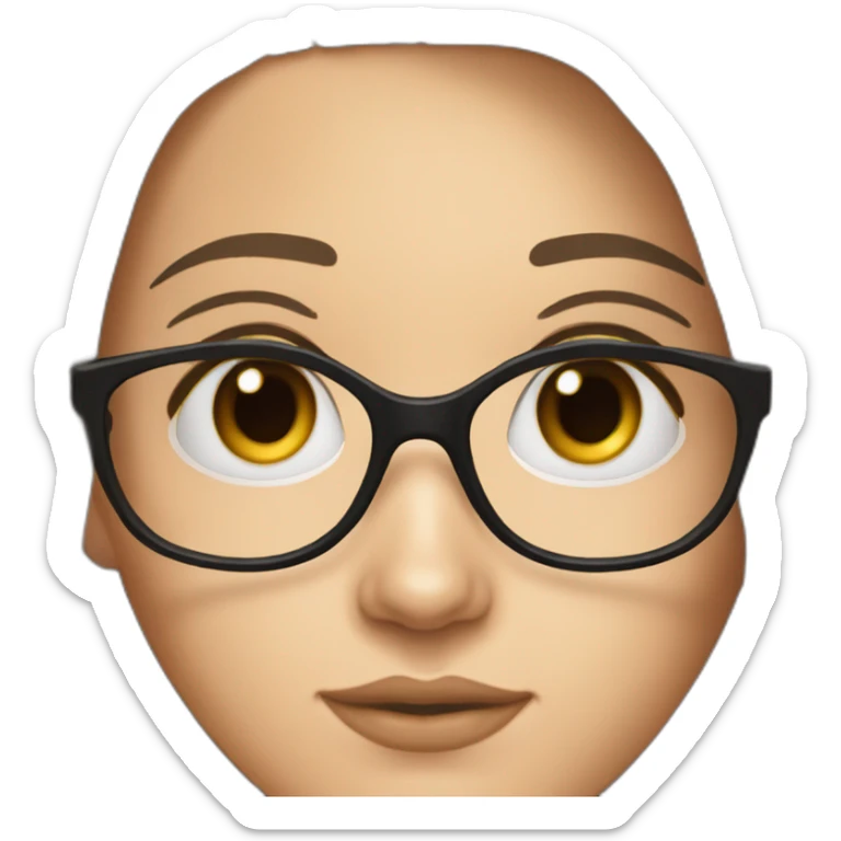 White skin Pretty woman with straigh brown hair, brown big eyes with glasses long eyebrow strong nose Black dressed sticker