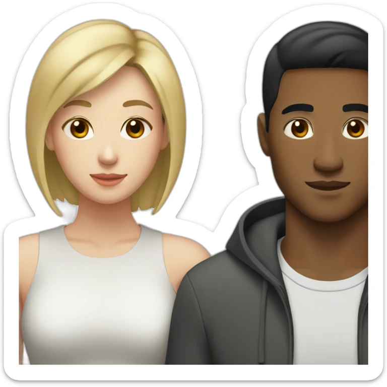 Young couple Black Asian man with a white woman with dark hair sticker