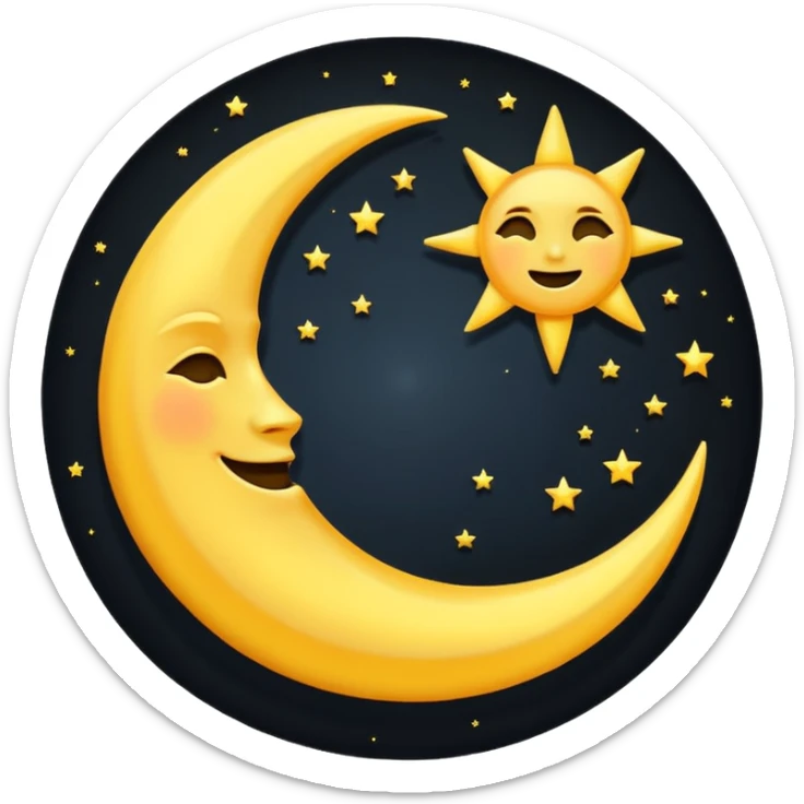 Genarate me a emoji of Drak mode moon and bright mode sun Like we got In our mobile phones sticker