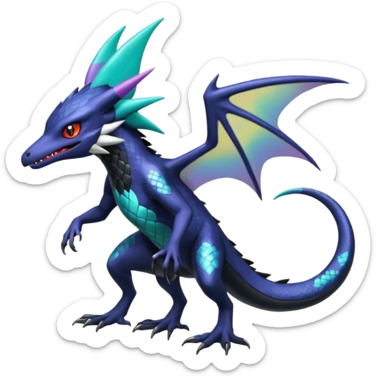 Shiny Noibat-Nargacuga-Salandit-Silvally-Fakémon-hybrid-creature (full body)  sticker